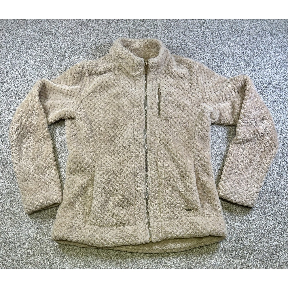 Calvin Klein Tan Fleece Full Zip Collared Sweater Women's S Long Sleeve A7